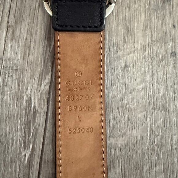 Gucci Black Leather Marmont Belt Silver Double G Italy Kid's Large - Picture 10 of 12